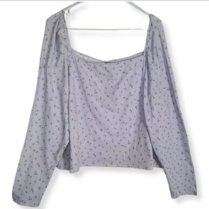 Wild Fable Periwinkle blue long sleeve flowered crop top plus size 4x